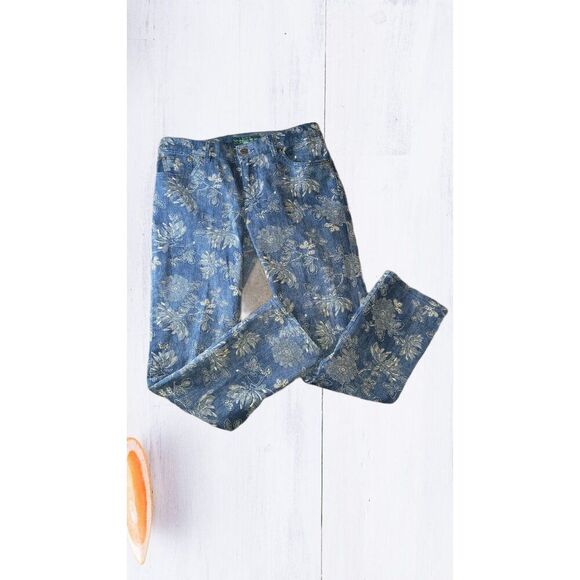 Lauren Ralph Lauren Jeans Women Sz‎ 4 Floral Skinny Leg Boho HIpster Casual - Picture 1 of 7